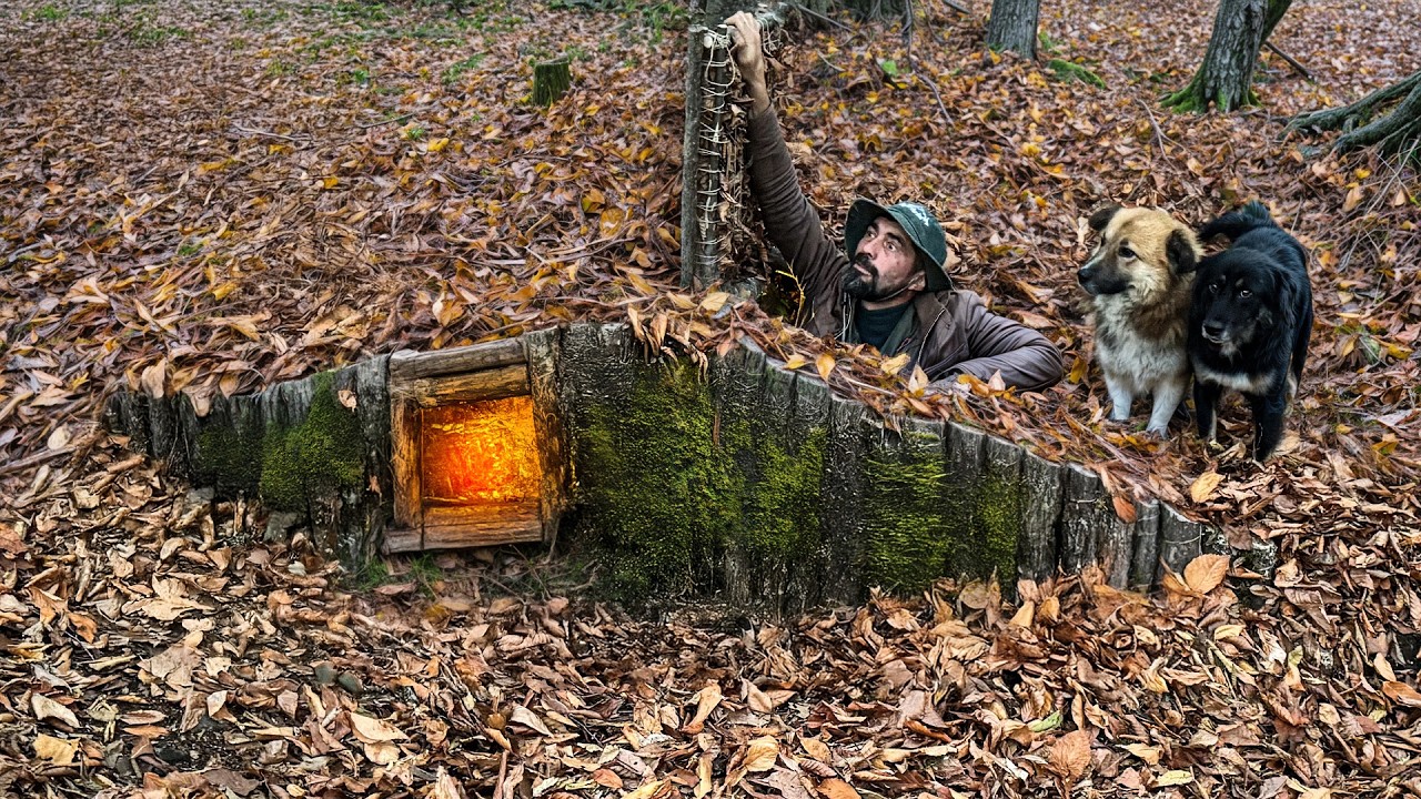 Building a Hidden Forest Shelter with Only Hand Tools