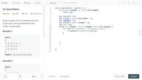 LeetCode 54. [Medium] Spiral Matrix