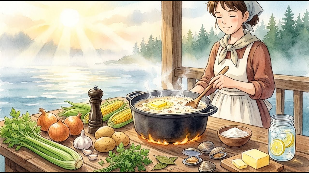 Misty Pier Clam Chowder 🌫️🌊 | Pacific Northwest Cozy ASMR