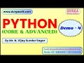 PYTHON tutorials || Demo - 4 || by Mr. N. Vijay Sunder Sagar On 01-07-2025 @7AM IST