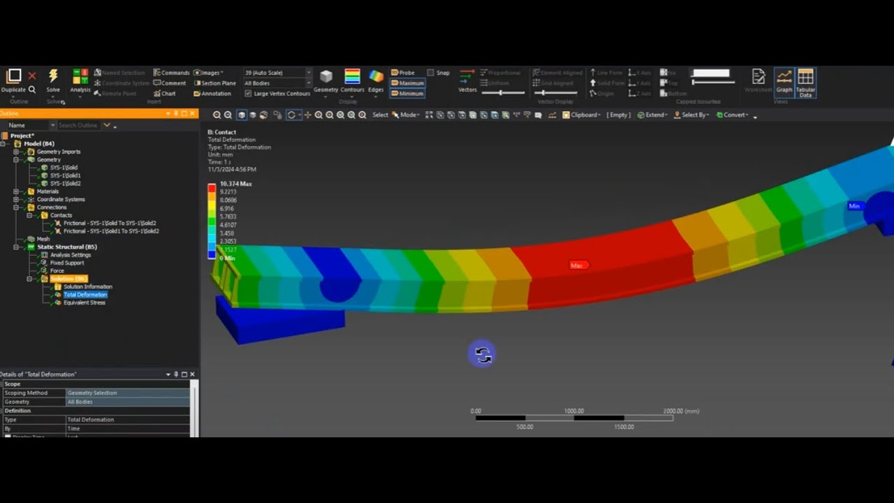 Ansys Structure: Linear vs Nonlinear contact analysis - YouTube