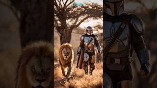 Nature Meets Machine - The Lion And The Coded Robot Side By Side Walking Ai Generated Video