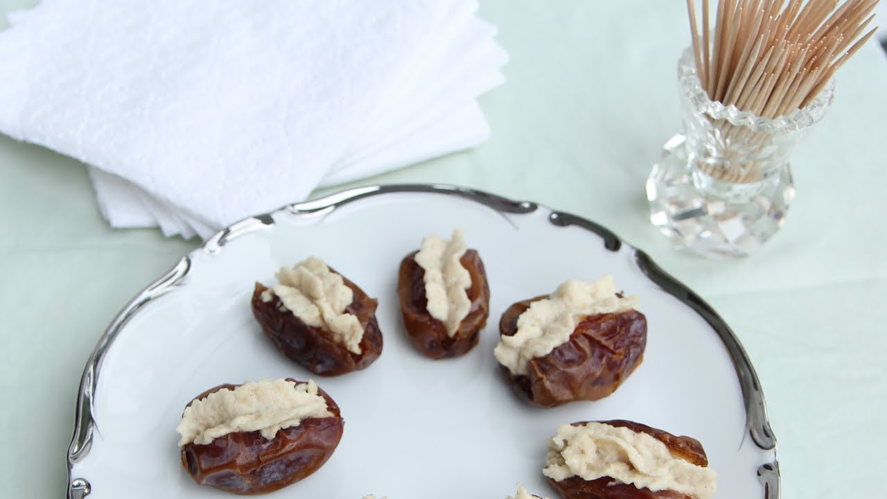 Cashew Cream Stuffed Dates Recipe - Ramadan Vegan Appetizer - YouTube