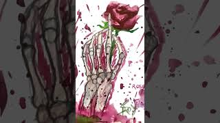 SKELETON HOLDING A ROSE🌹 #art #rose #skeleton