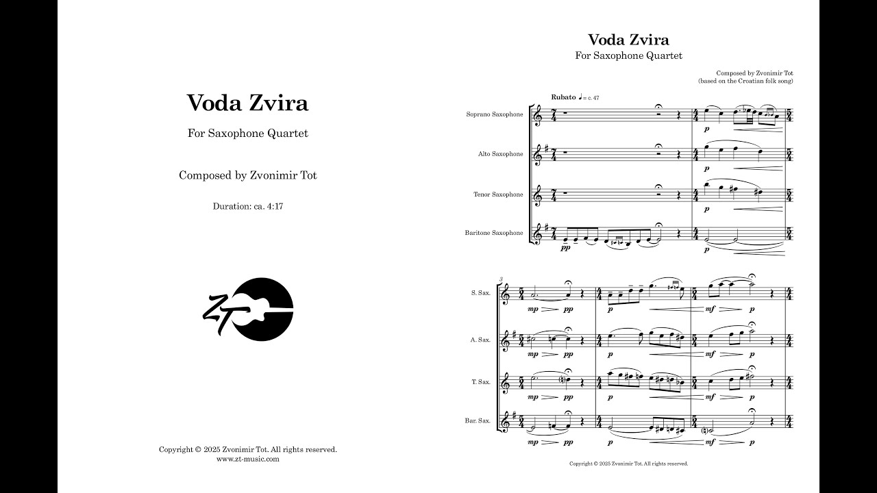 Voda Zvira for Saxophone Quartet by Zvonimir Tot