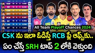 All Team Playoffs Chances After 62nd Match | RCB vs CSK Playoff Scenario | SRH Top 2 | GBB Cricket