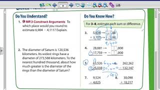 Savvas realize Math book Grade 4. Estimate sums and differences