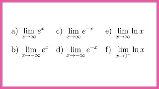 Limits at Infinity for Common Exponential and Logarithmic Functions (e^x and ln x)