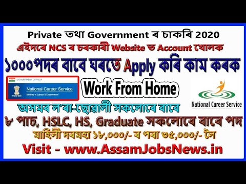 Work From Home in National Career Service Portal, 1291 Private Job In Assam, Sign In & Apply Now