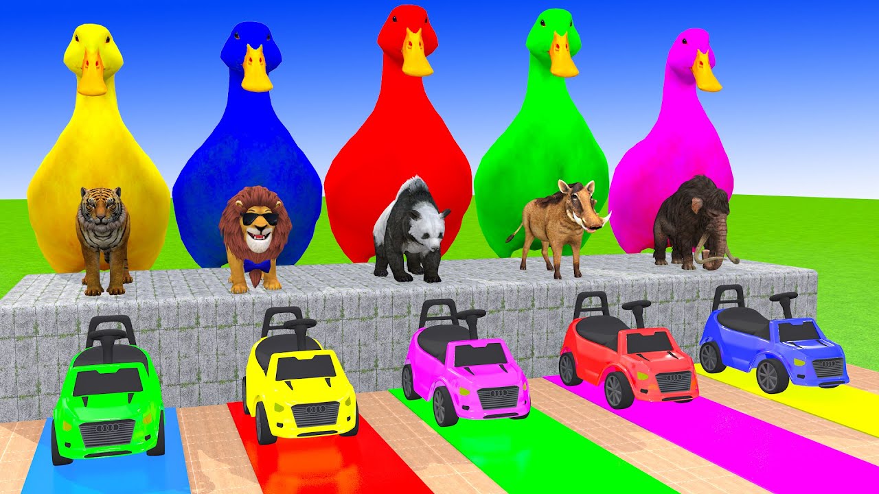 Long Slide Game With Cow Elephant Gorilla Hippopotamus Tiger 3d Animal Game Funny 3d Animals