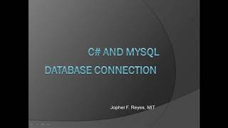 1 C# and MYSQL Database Connection