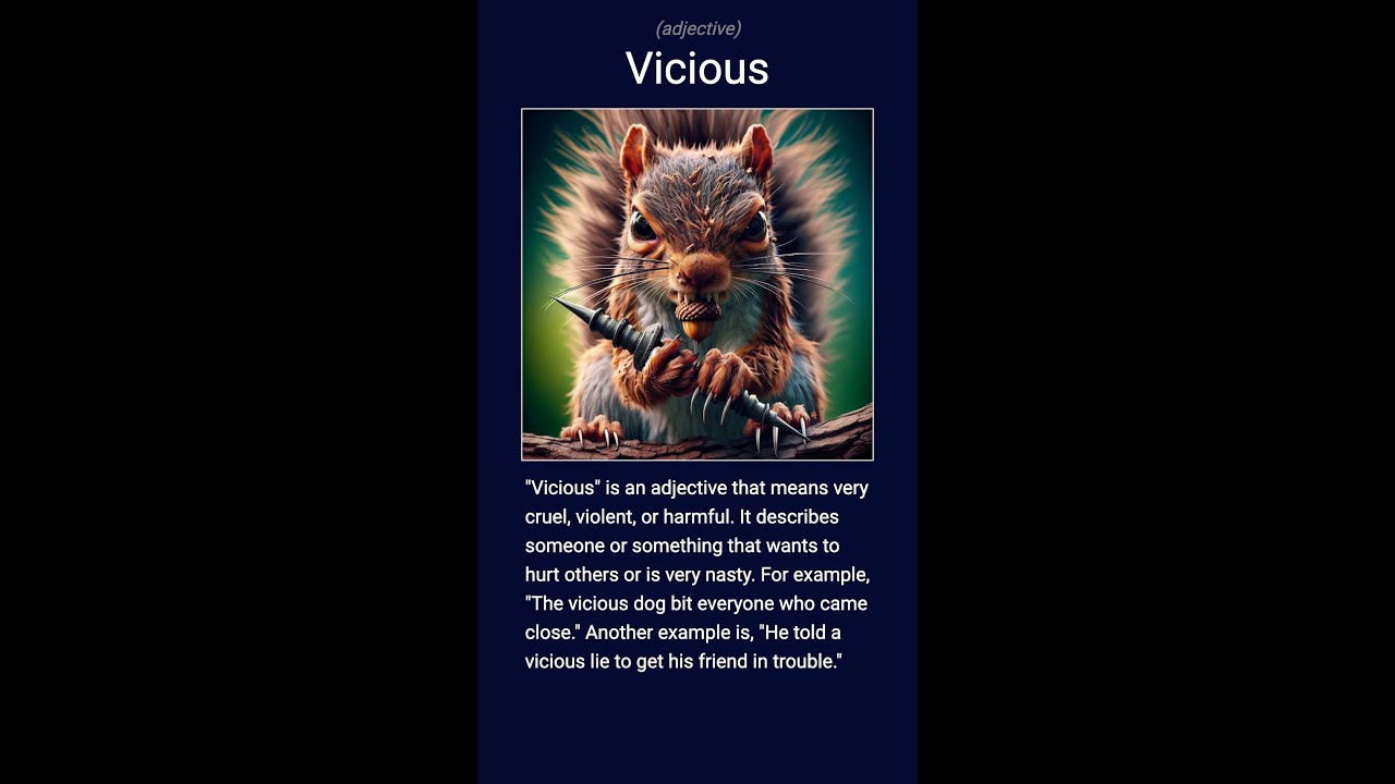 English word 'vicious' adjective C1