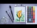 DRAW IT EASY! Watercolor painting of yellow rose flowers easy and step by step #Shorts