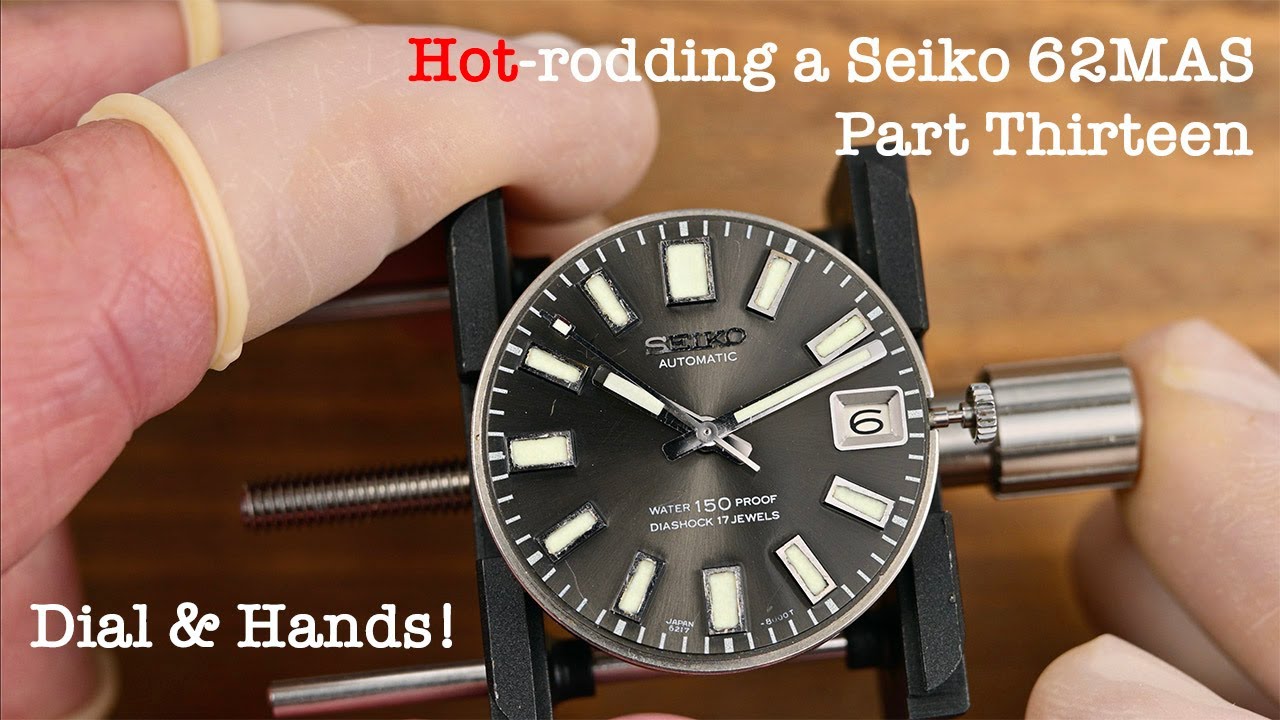 Fitting the dial and hands on a Seiko 62MAS from 1966 - YouTube