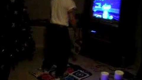 Father playing DDR