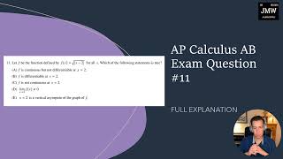 OFFICIAL Calculus AB Practice AP Exam Question #11