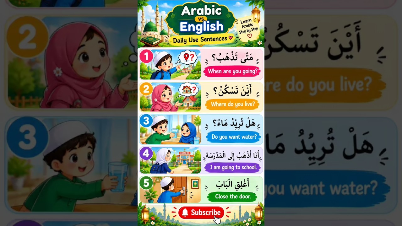 Arabic vs English | 5 Daily Use Arabic Sentences