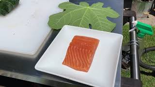 Salmon wrapped in a fig leaf