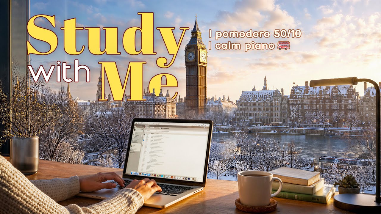2-HOUR STUDY WITH ME ☀️ / London Student ✨ / Big Ben View 🕰️ / Calm Piano 🎹
