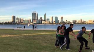 'The Eagle catches the Chickens' game at the beautiful South Perth foreshore.