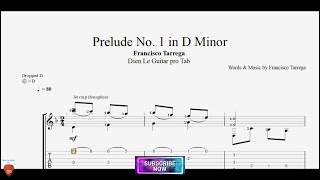 Prelude No. 1 in D Minor by Francisco Tarrega for Guitar Tutorial with TABs