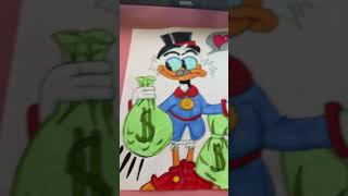 Rich Donald Duck holding bass of money. #cartoonmaker #kpop #art