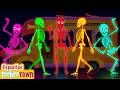 💀Cinco esqueletos locos viajando en un autobús 🚌| Canciones de Halloween | Pueblo Teehee
