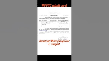HPPSC assistant Mining inspector admit card 11 August 2024 #trending #viralvideo #shorts #youtube