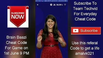 BRAIN BAAZI CHEAT CODE FOR GAME ON 1ST JUNE 9 PM