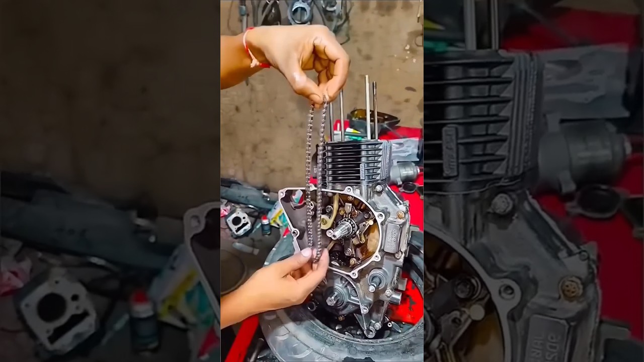 Timing chain installation in 5 sec 125cc 70cc bike timing chain installation 125cc engine work 