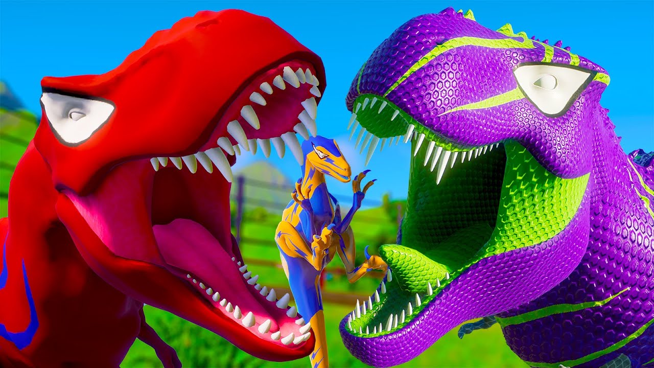 NEW SpiderMan Dinosaur Team vs All Tyrannosaurus Rex Pro 8 Superhero Dinosaur Jurassic World Rebirth