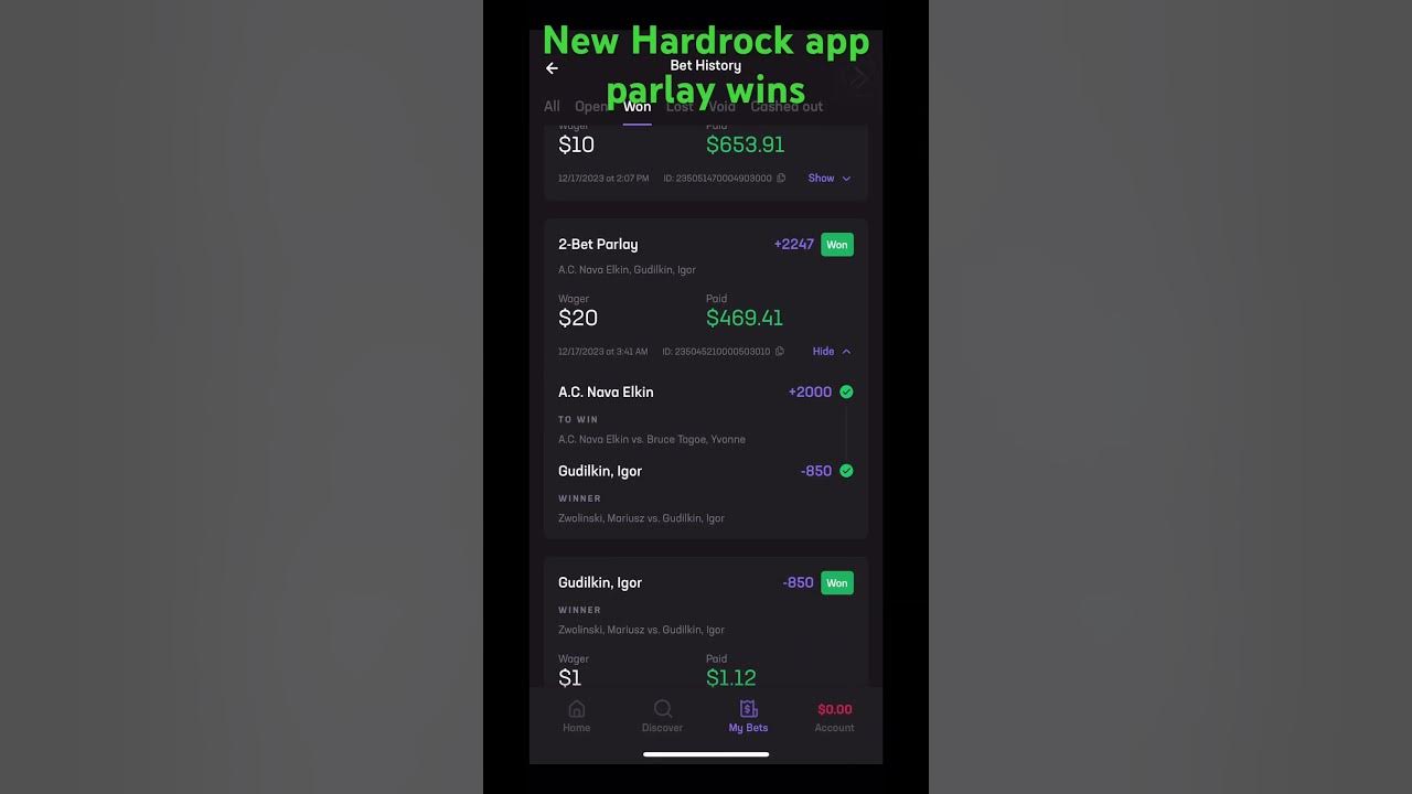 Big parlay win on Hard rock sports betting app YouTube