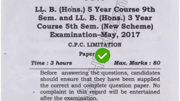 2017 Mdu LLB Hons 5th Sem CPC Limitation Question Paper
