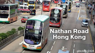 Bus tingkat di Jalan Nathan, Hong Kong 2024