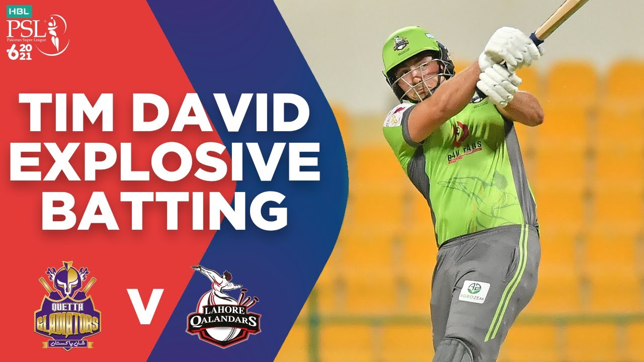 Tim David Explosive Batting | Lahore Qalandars vs Quetta Gladiators | Match 23 | HBL PSL 6 | MG2L