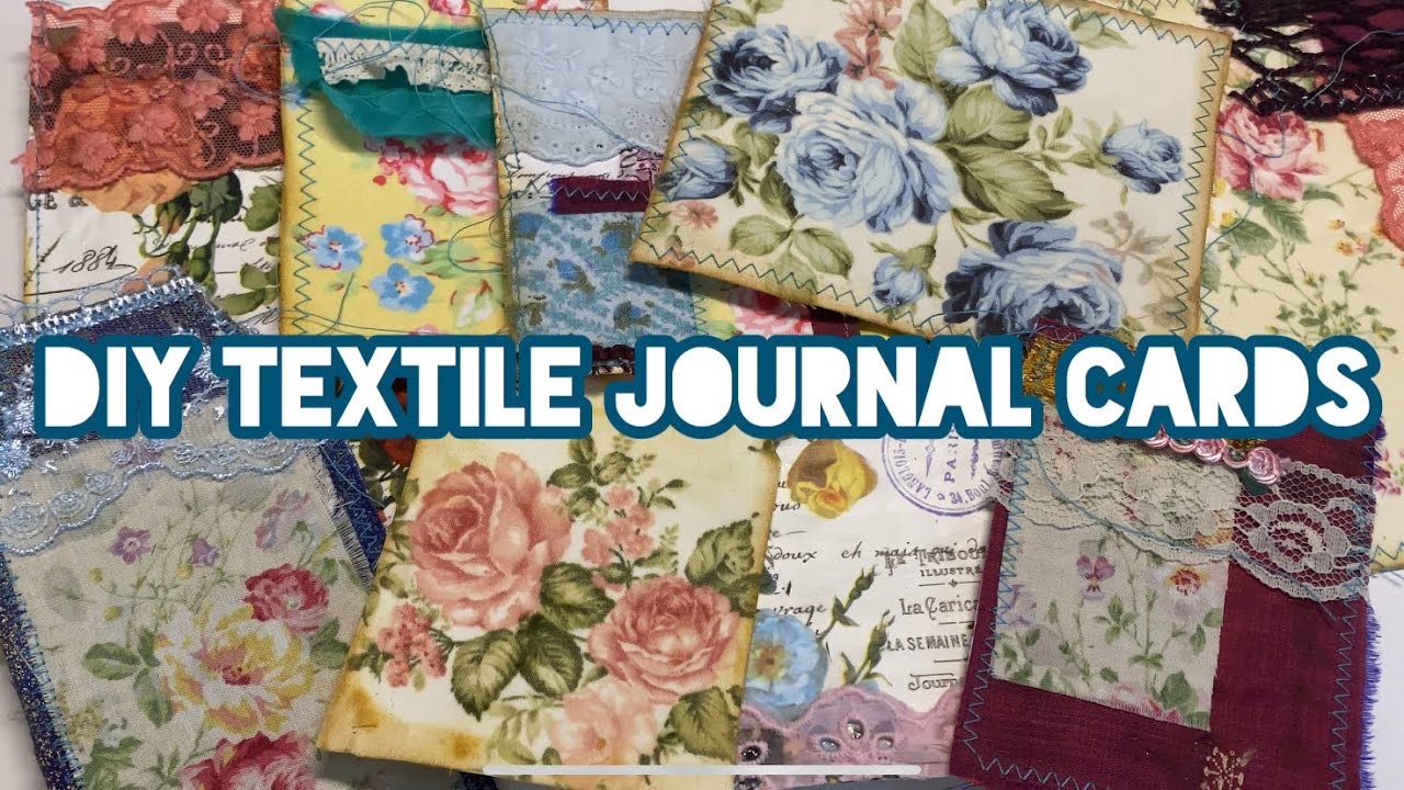 DIY textile journal cards / spring florals & lace YouTube
