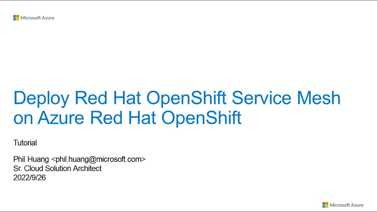 ARO Tutorial Red Hat OpenShift Service Mesh on Azure Red Hat OpenShift