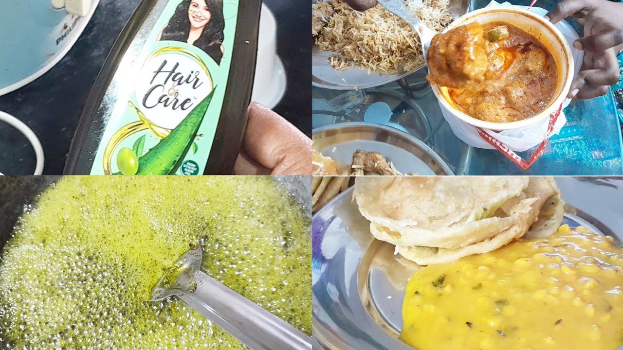 চুলপড়ার থেকে রেহাইপেতে বাড়িতেই বানালাম তেল।  Dinnera Chilo Dada Boudoir Biryani chicken Lababdar 