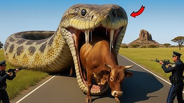 Brave Heroes Save Innocent Mother Cow from Giant Python’s Attack🐍