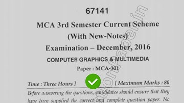 2016 Mdu MCA 3rd Sem Computer Graphic Question Paper #MduQuestionPaper