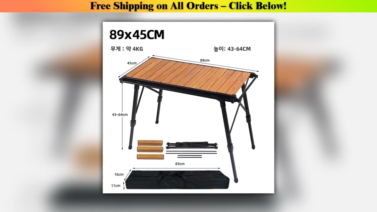 NOBANA Camping Folding Removable IGT Wood Table Lightweight Camp BBQ Grill Table Outdoor Picnic