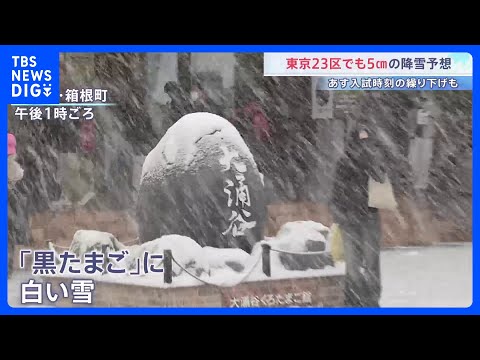関東各地で雪　東京23区で8日夕方にかけ5cmの降雪予想　千葉・木更津の公園は銀世界に　神奈川・箱根町では名物「黒たまご」に白い雪が｜TBS NEWS DIG