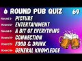 Virtual pub quiz 6 rounds picture entertainment bit of everything connection food  drink no69