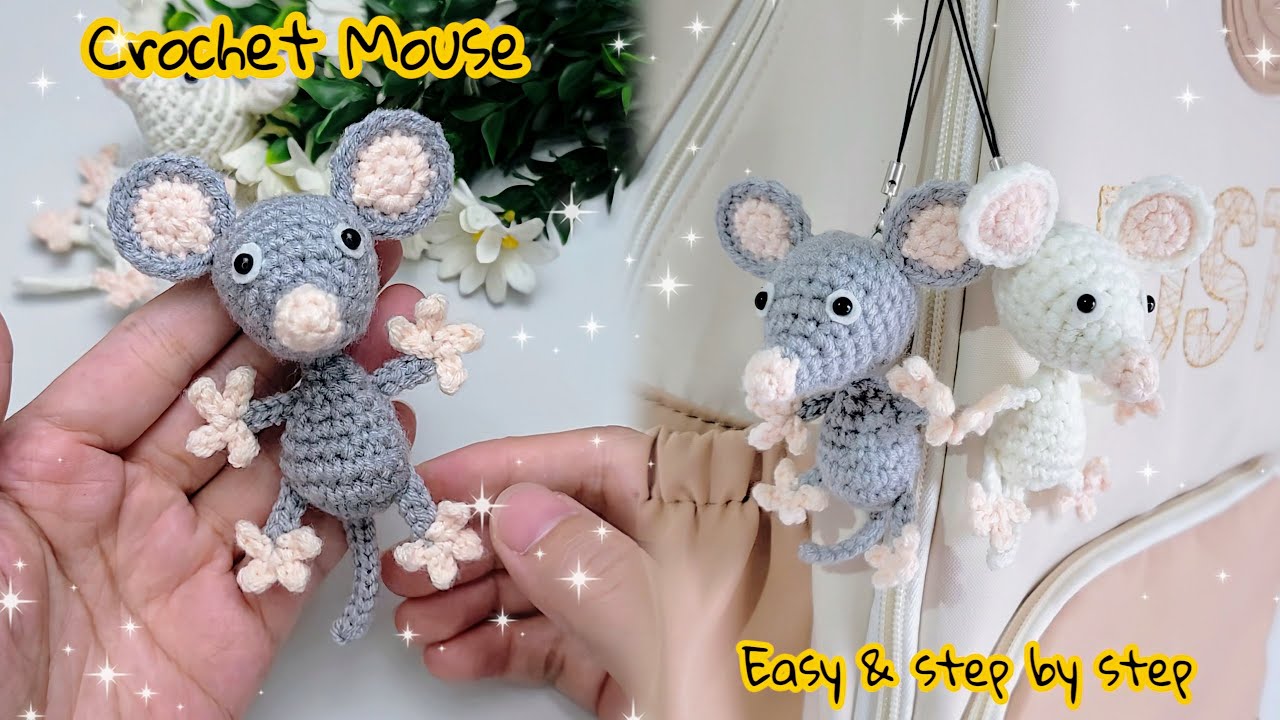 Вяжем крючком минималистичный брелок-мышку~Успокоение и компания~Простой пошаговый урок