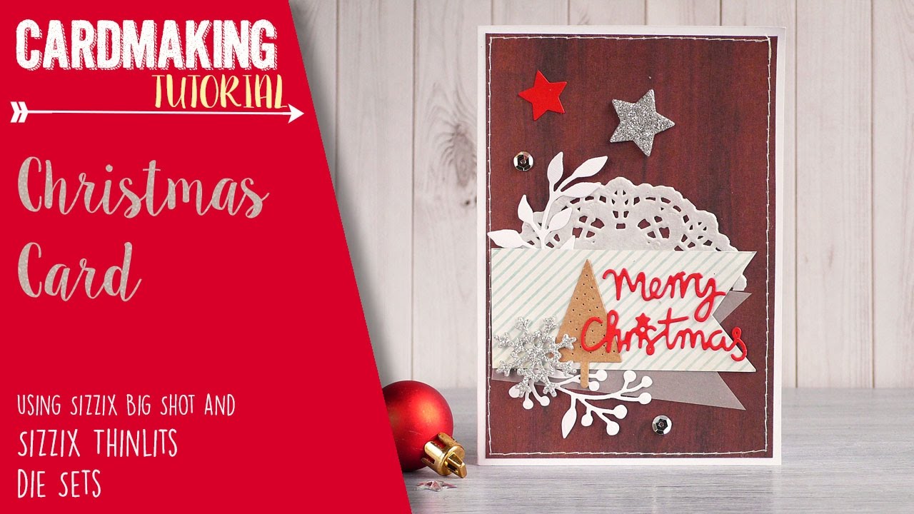 Merry Christmas Card using Sizzix Thinlits Die Sets YouTube