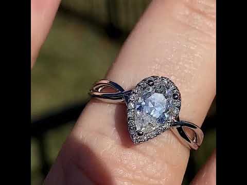Pear Moissanite Infinity Halo Cathedral Engagement Ring ring video