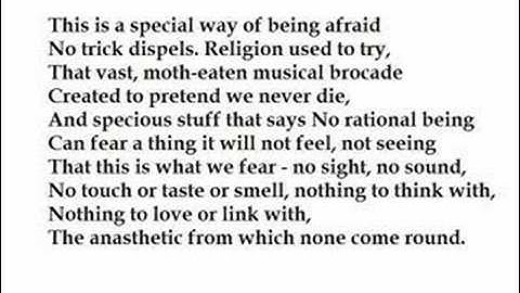 "Aubade" by Philip Larkin (read by Tom O