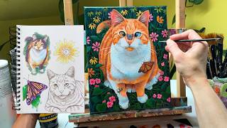Animal Art Journaling for Beginners | How I Develop My Original Cat Paintings and Quiet My Mind