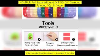 Homfun Full Square/Round Drill 5D Diy Diamond Painting "Cat & Flower" screenshot 4