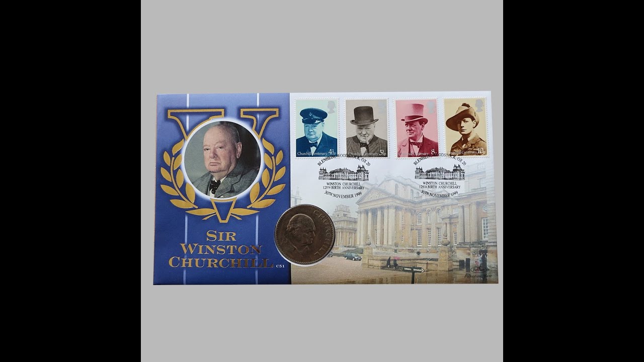 1999 Winston Churchill 125th Birth Anniversary Crown Coin Cover - Benham First Day Cover UK